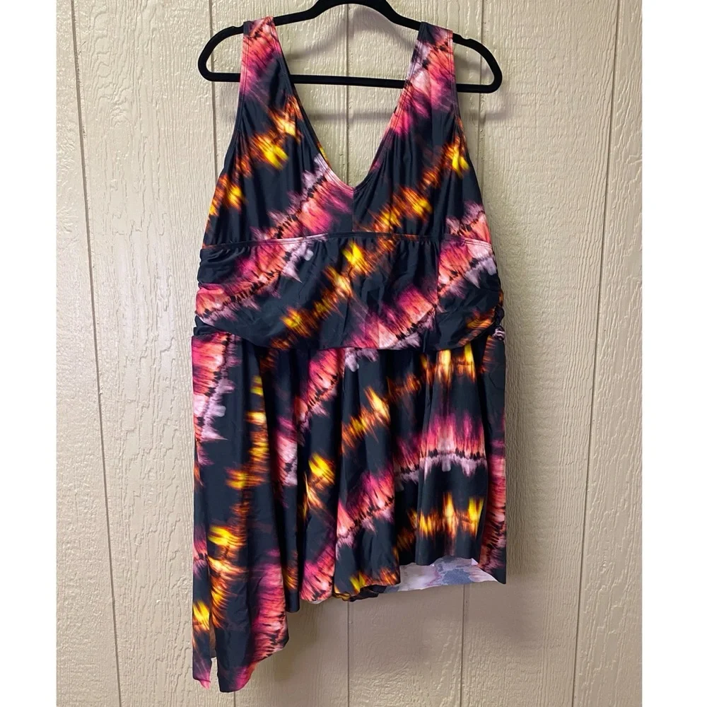 Torrid ASYMMETRICAL HEM SWIM DRESS SHORT LENGTH STRIPE TIE DYE | multiple sizes - Picture 11 of 12